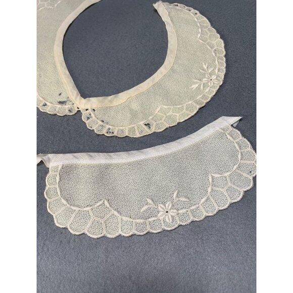 Vintage Lace Peter Pan Collar & Cuffs with Floral Embroidery - Picture 2 of 10